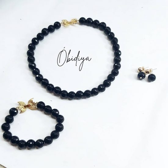 Single strand black onyx jewellery set